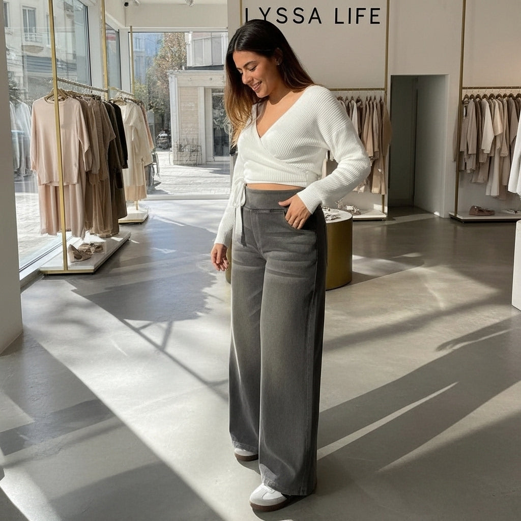 ג'ינס סטרץ' מחטב בגזרה רחבה לנשים