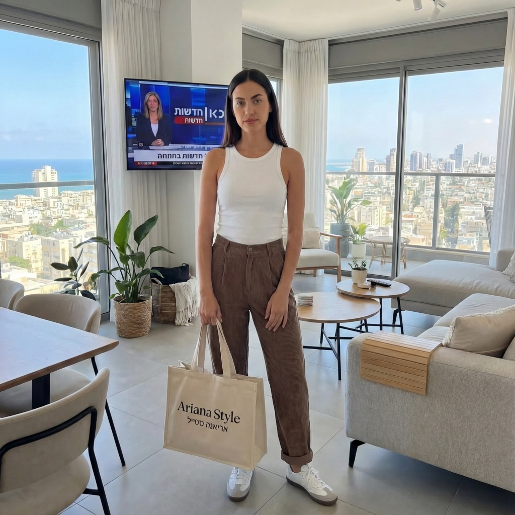 מכנס קורדרוי נוח ואלגנטי עם מותן בינונית