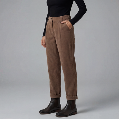 מכנס קורדרוי נוח ואלגנטי עם מותן בינונית