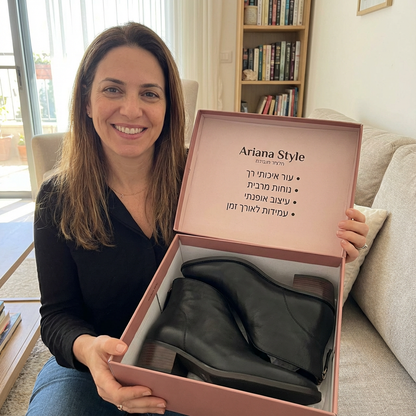 מגפיים יוקרתיים עם עקב נמוך