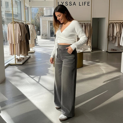 ג'ינס סטרץ' מחטב בגזרה רחבה לנשים